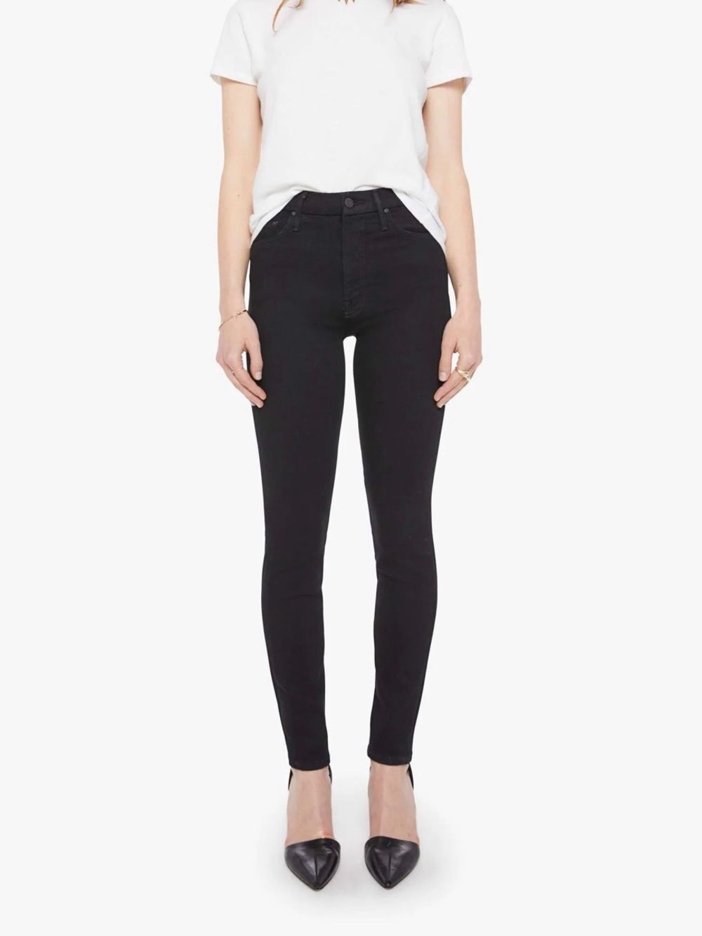 Mother Denim - High-Waisted Looker - Distressed Black Skinny Jeans - Women’s 26
